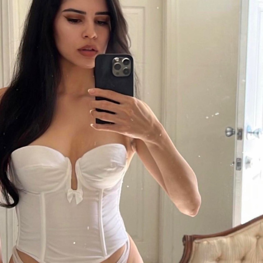 White satin bustier
